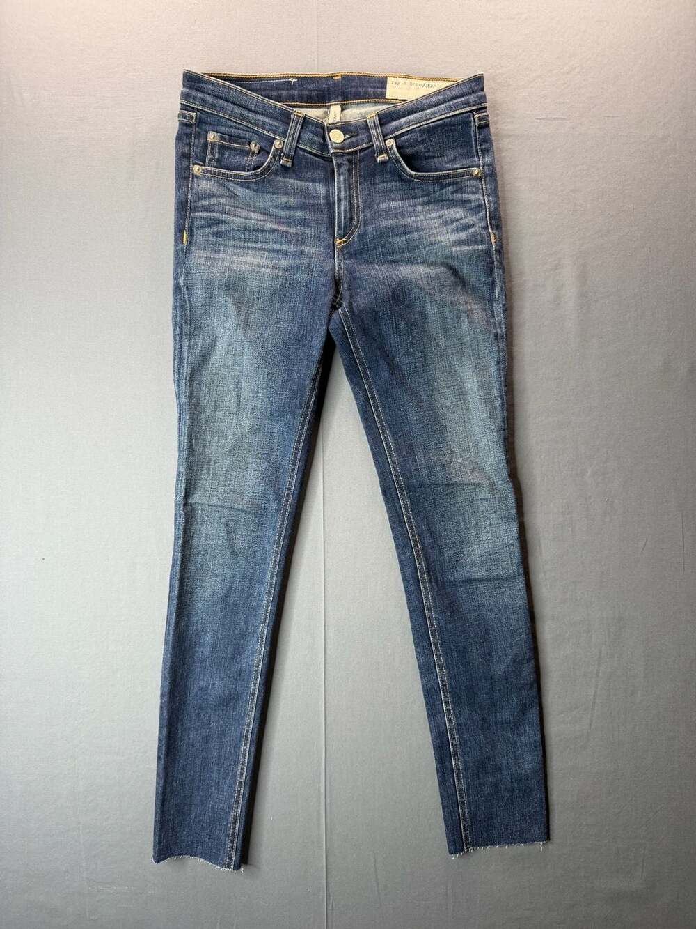 Rag & Bone Skinny Jeans Size 26 Blue Denim Raw Hem